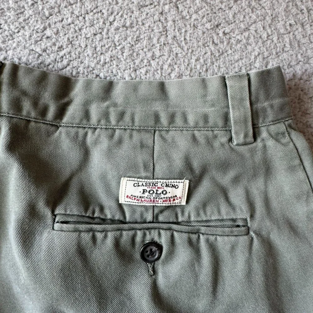 Vintage Polo Ralph Lauren Pants Mens 33x30 Green Chino Twill‎ Slacks Singapore *